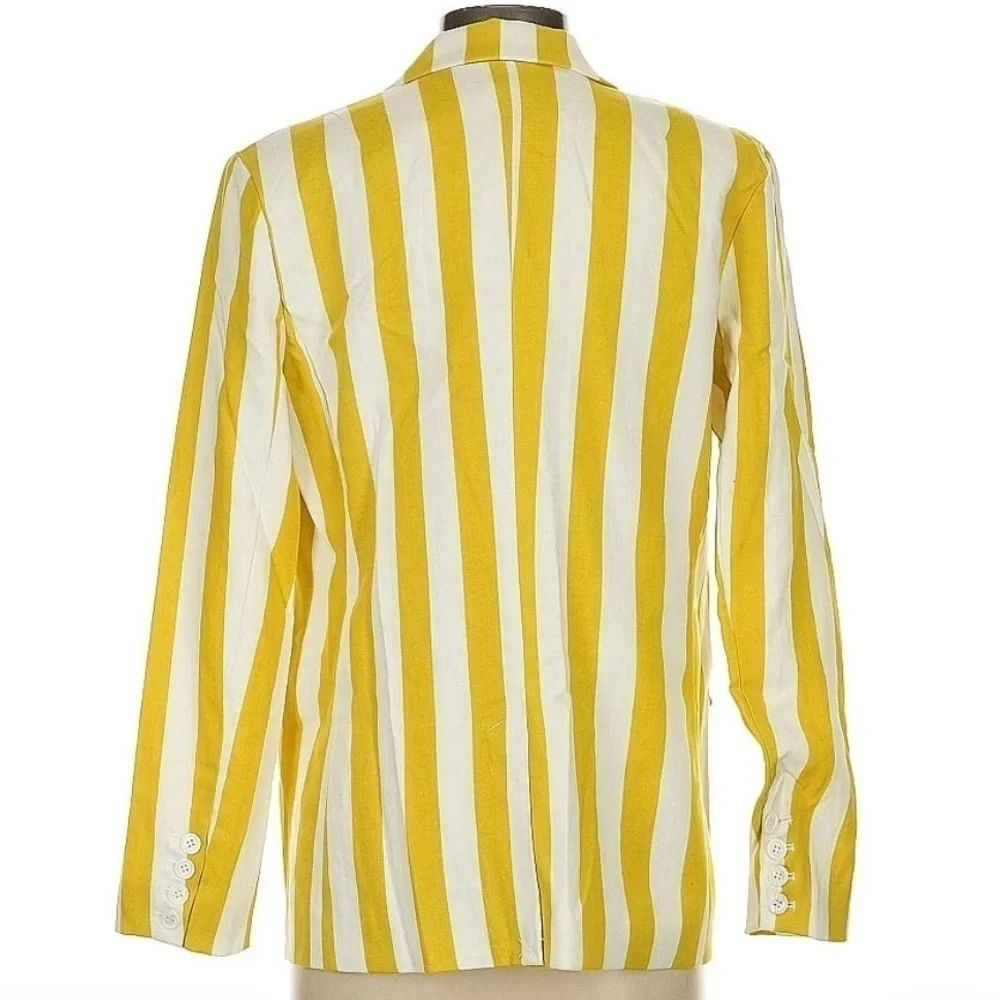 Revolve LPA Boxy Blazer Yellow Gold White Double Breast Small